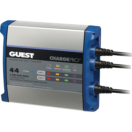 Marinco Guest ChargePro On-Board Battery Charger, 8 Amps, 2 Banks 2707A